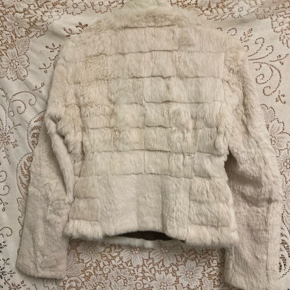 Genuine Rabbit Fur Moto Style Jacket With Leather Trim Small - Picture 2 of 11